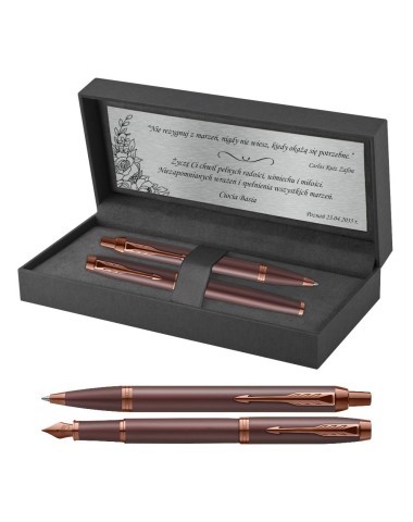 Długopis + Pióro Parker IM Professionals Monochrome Burgundy z Grawerem [2190514/3]